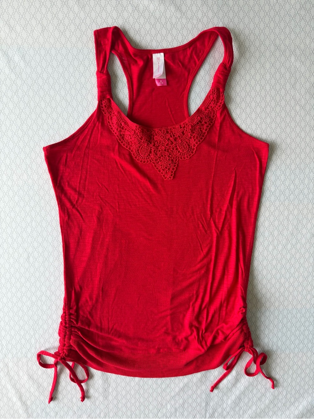No Boundaries Red Racerback Tank with Lace Trim
